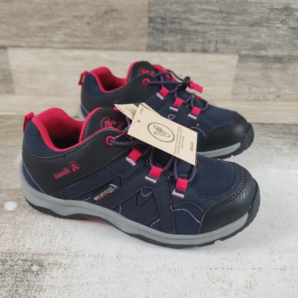 Kamik Trax Kids Shoes Sz 5 Navy Pink Mesh Waterproof Round Toe Lace Up Sneaker